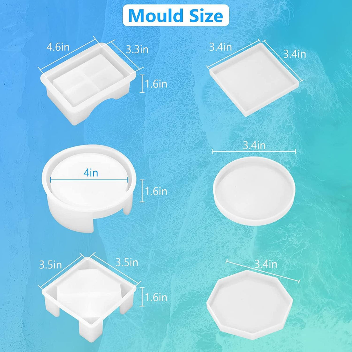 18 Pieces Resin Coaster Molds, Coaster Molds for Epoxy Resin, Coaster Resin Mold with Storage Box Mold for DIY Art Craft Cup Mats WoodArtSupply