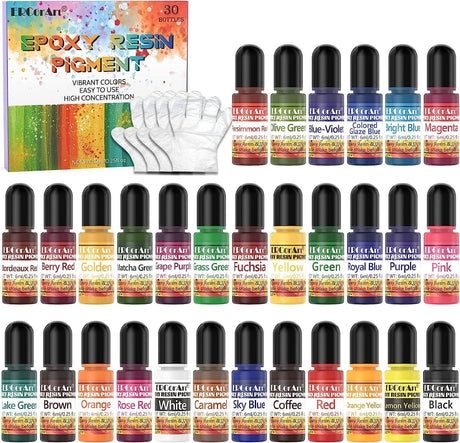 Epoxy Resin Pigment - 30 Colors Transparent UV Resin Dye, Epoxy Resin Color, Highly Concentrated Epoxy Resin Colorant for Resin Jewelry Making Kit, WoodArtSupply