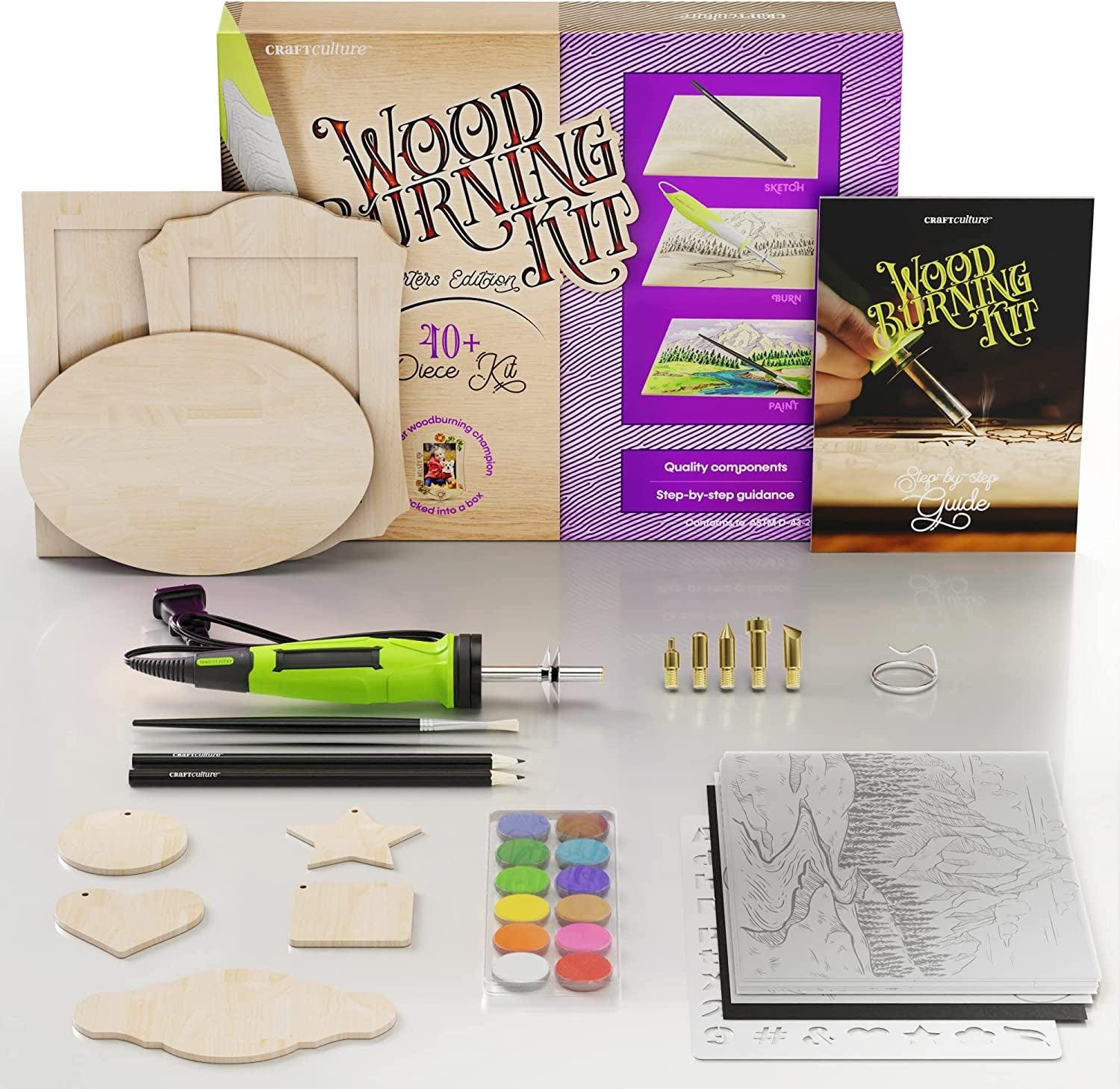 Powza, Corded Electric 72Pcs Wood Burning Kit for Beginners, Adjustable  Professional wood burner pen Tool and Accessories, woodburning Embossing