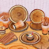 129 Pieces Hunting Birthday Party Supply Camping Party Plate Tablecloth Cup Napkins Wood Slice WoodArtSupply