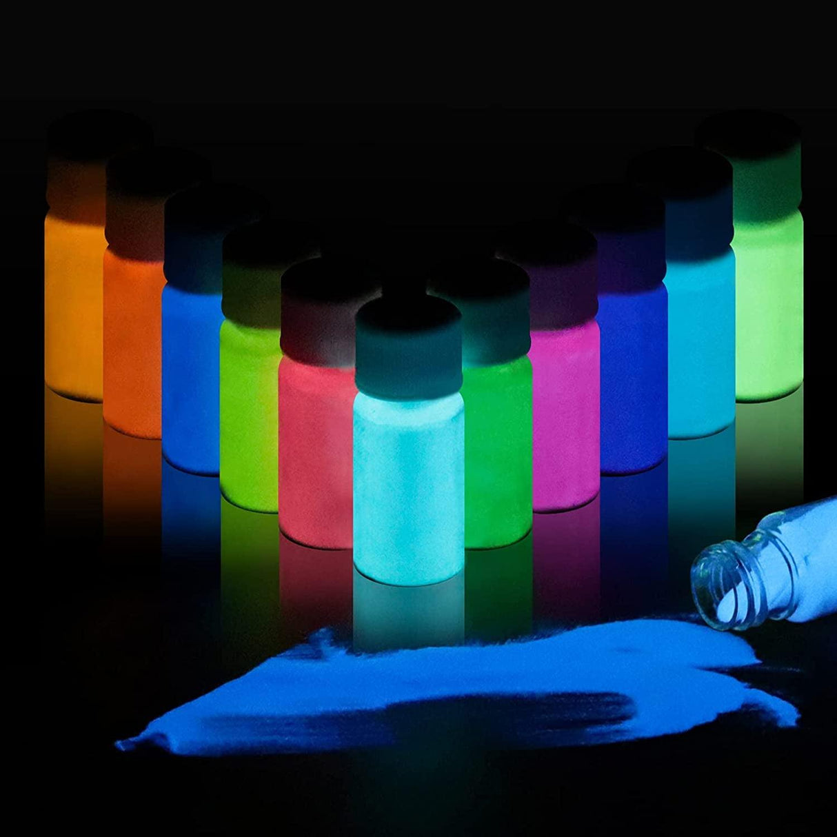 Glow in the Dark Powder 12 Colors Epoxy Resin Dye Luminous Pigment Safe Long Lasting for Fine Art, DIY Nail Art, Colorant, Acrylic Paint, DIY Crafts WoodArtSupply