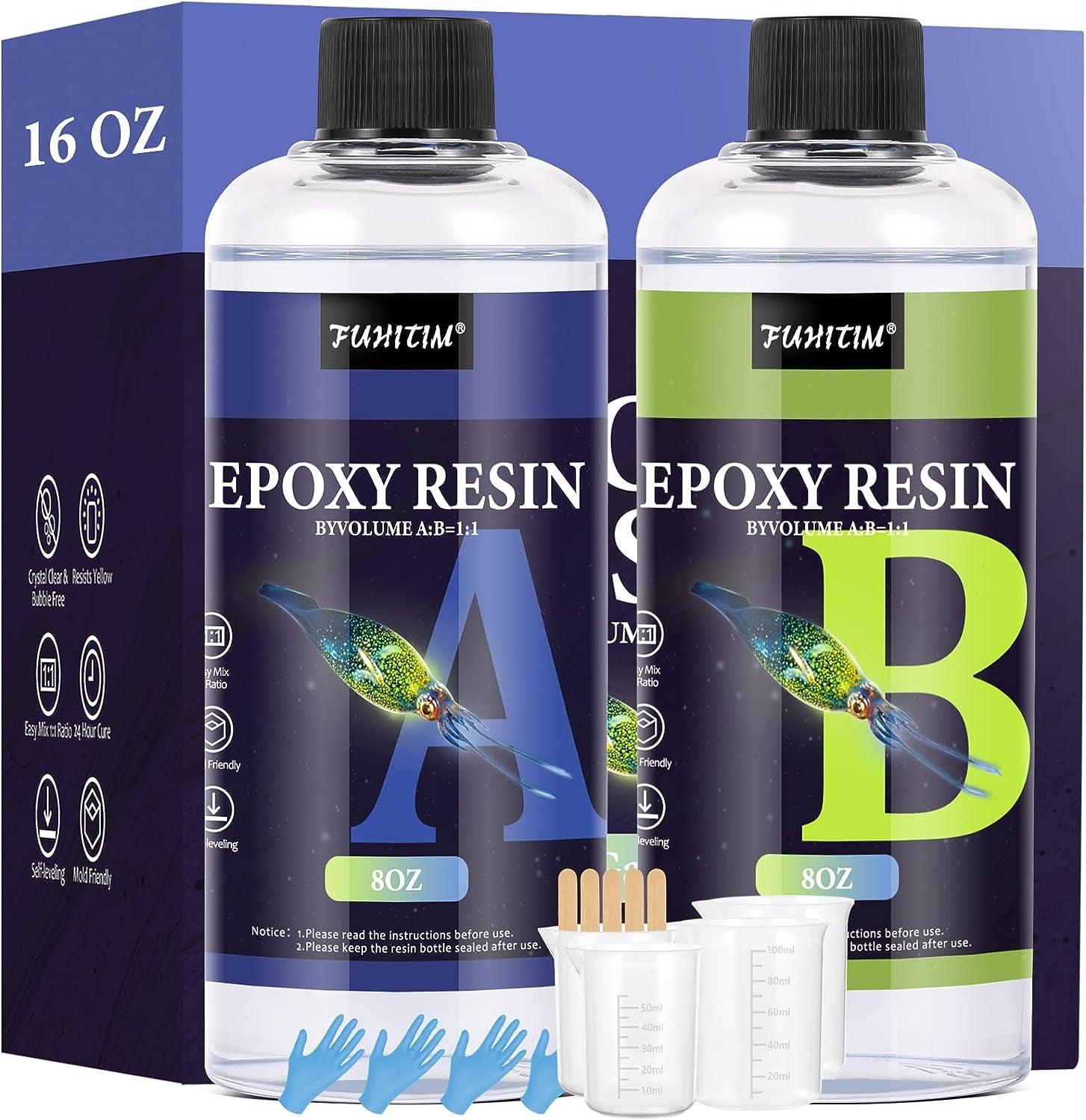 Epoxy Resin 16OZ - Crystal Clear Epoxy Resin Kit - Self-Leveling, High-Glossy, No Yellowing, No Bubbles Casting Resin Perfect for Crafts, Table Tops, DIY 1:1 Ratio - WoodArtSupply