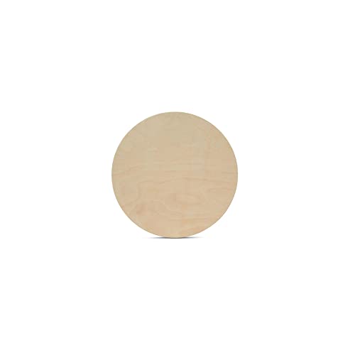 Wood Circle Disc 4 inch Diameter, 1/2 inch Thick, Birch Plywood, Pack of 5 Unfinished Round Wooden Circles for Crafts by Woodpeckers Woodpeckers