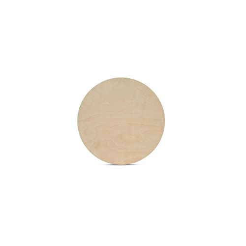 Wood Circle Disc 4 inch Diameter, 1/2 inch Thick, Birch Plywood, Pack of 5 Unfinished Round Wooden Circles for Crafts by Woodpeckers