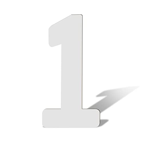 AIEX 17 Inch Blank Wooden Number 1 White Unfinished Wood Slices Sign Board for DIY Craft Projects Home Sign Wall Birthday Wedding Party Decoration AIEX