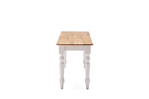 Boraam Farmhouse Bench, White/Natural 14 x 48 x 18 Boraam