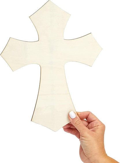 Unfinished Wood Cutout - 6-Pack Cross Shaped Wood Pieces for Wooden Craft DIY Projects, Sunday School, Church, Home Decoration, 11.8 X 8.8 X 0.188 Inches - WoodArtSupply