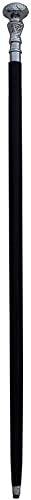 FYNJREX brass walking cane vintage wooden walking stick for women and men black shaft silver brass handle halloween costume cane steampunk knob gift FYNJREX