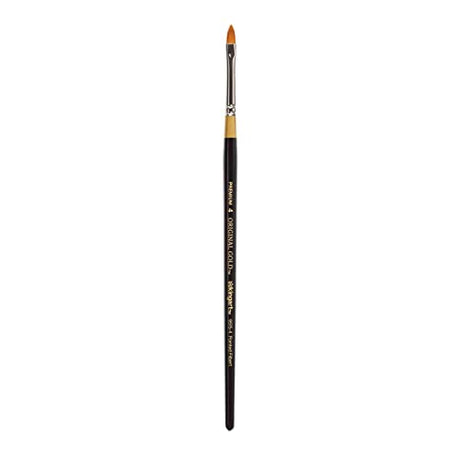 KINGART Premium Original Gold 9515-4 Pointed Filbert Series Artist Brush, Golden Taklon Synthetic Hair, Short Handle, for Acrylic, Watercolor, Oil KINGART