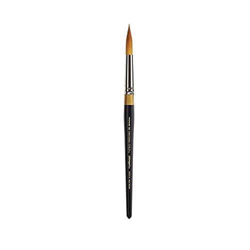 KINGART Premium Original Gold Series Handcrafted Golden Taklon Multimedia Artist Brushes, Gift Box, Set of 10, Black Gloss Handle, for Oil, Acrylic, - WoodArtSupply