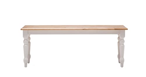 Boraam Farmhouse Bench, White/Natural 14 x 48 x 18 Boraam