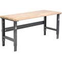 Global Industrial Adjustable Height Workbench C-Channel Leg, 72" W x 30" D, 1-3/4" Maple Top Safety Edge, Black Global Industrial