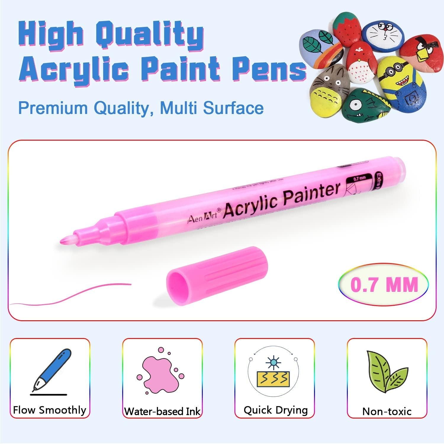 24 Colors Acrylic Paint Pens, Paint Markers for Rock Painting, Fine Point Acrylic Pens - WoodArtSupply