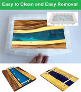 Resin Tray Molds Silicone, 13.5" Large Rectangle Deep Tray Resin Mold and 4 Piece Square Deep Coaster Molds, Silicone Tray Board Table Resin Mold & WoodArtSupply