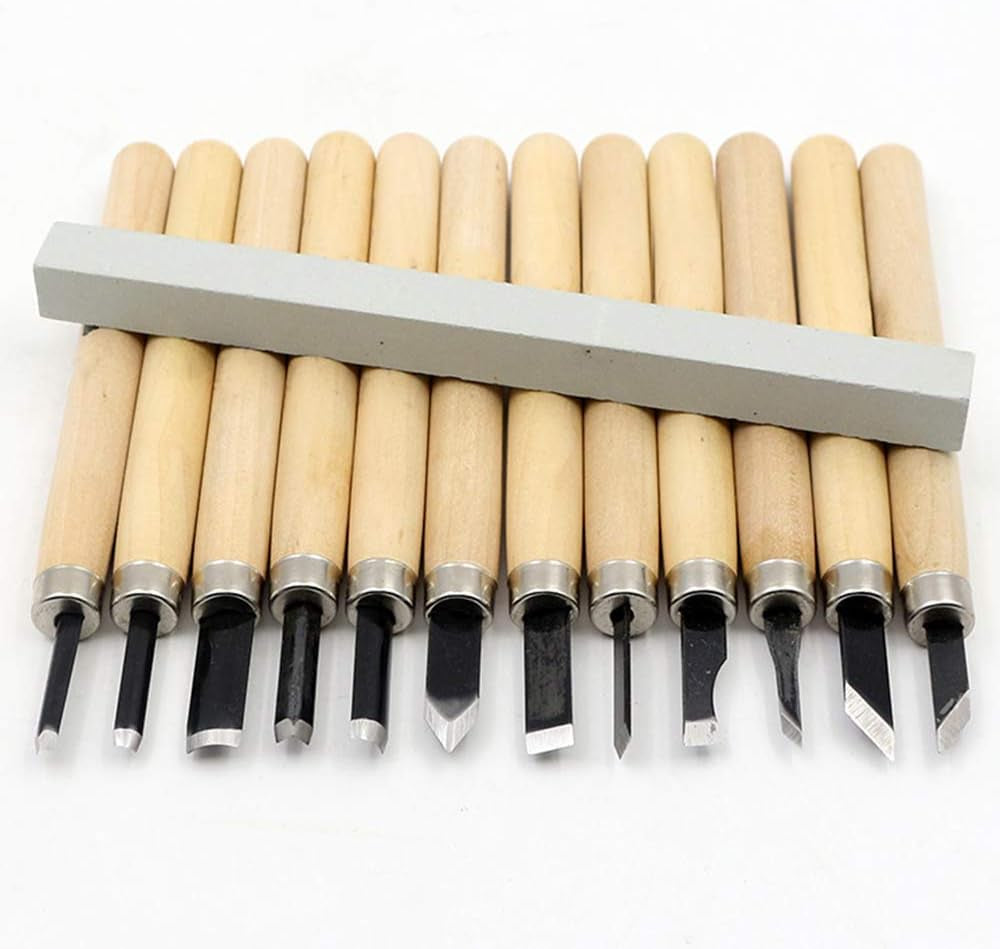 Chiyuehe Professional Wood Carving Chisel Set - 12 Piece Sharp Woodworking Tools w/Carrying Case - Great for Beginners