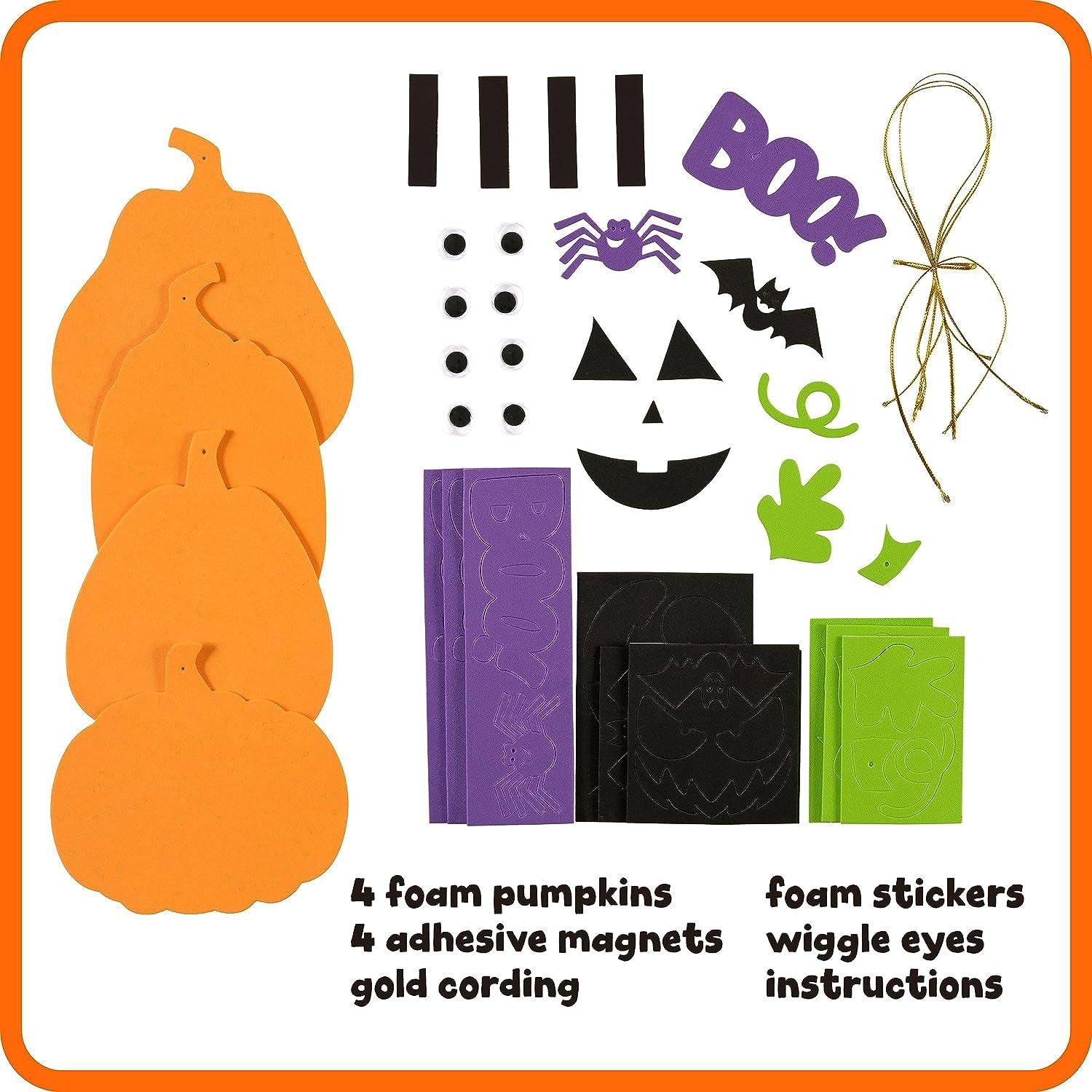 Create Your Own Halloween Pumpkins - Set of 4 - Halloween Crafts for Kids Ages 4-8 - DIY Party Favors, Ornaments, Magnets and Décor - WoodArtSupply