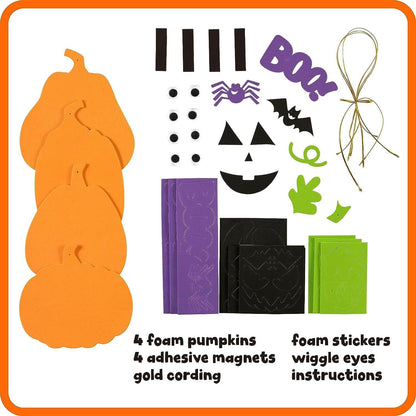 Create Your Own Halloween Pumpkins - Set of 4 - Halloween Crafts for Kids Ages 4-8 - DIY Party Favors, Ornaments, Magnets and Décor - WoodArtSupply