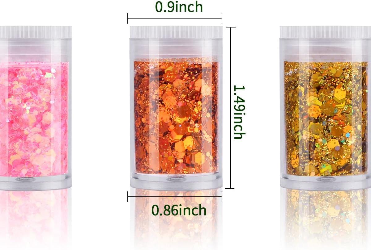 Pack of 24 Colors Chunky and Fine Glitter Mixed,,Nail Art Face Body Hair Iridescent Sequins Loose Glitter,Diy Epoxy Resin Craft Slime Tumbler Making WoodArtSupply