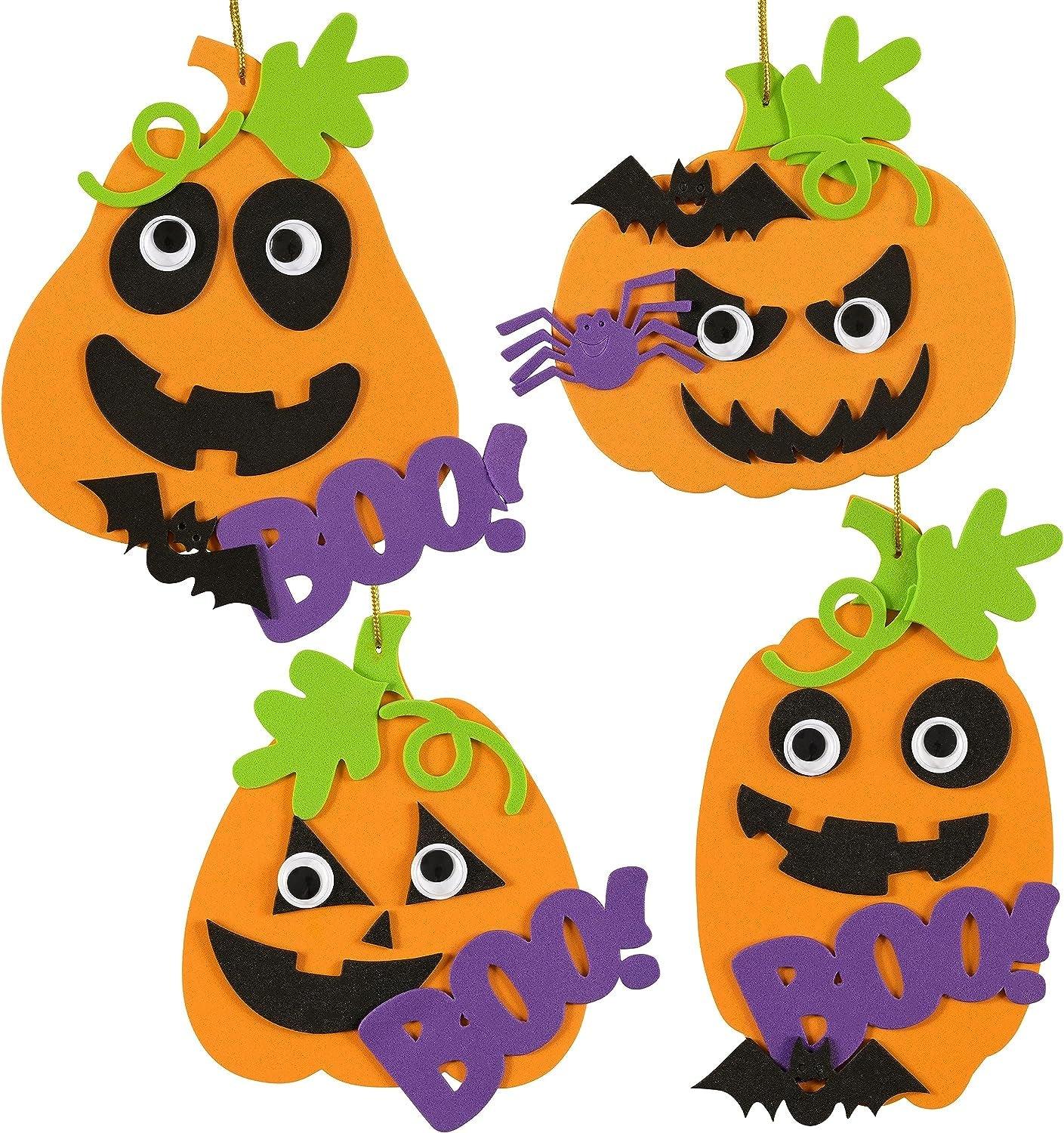 Create Your Own Halloween Pumpkins - Set of 4 - Halloween Crafts for Kids Ages 4-8 - DIY Party Favors, Ornaments, Magnets and Décor - WoodArtSupply