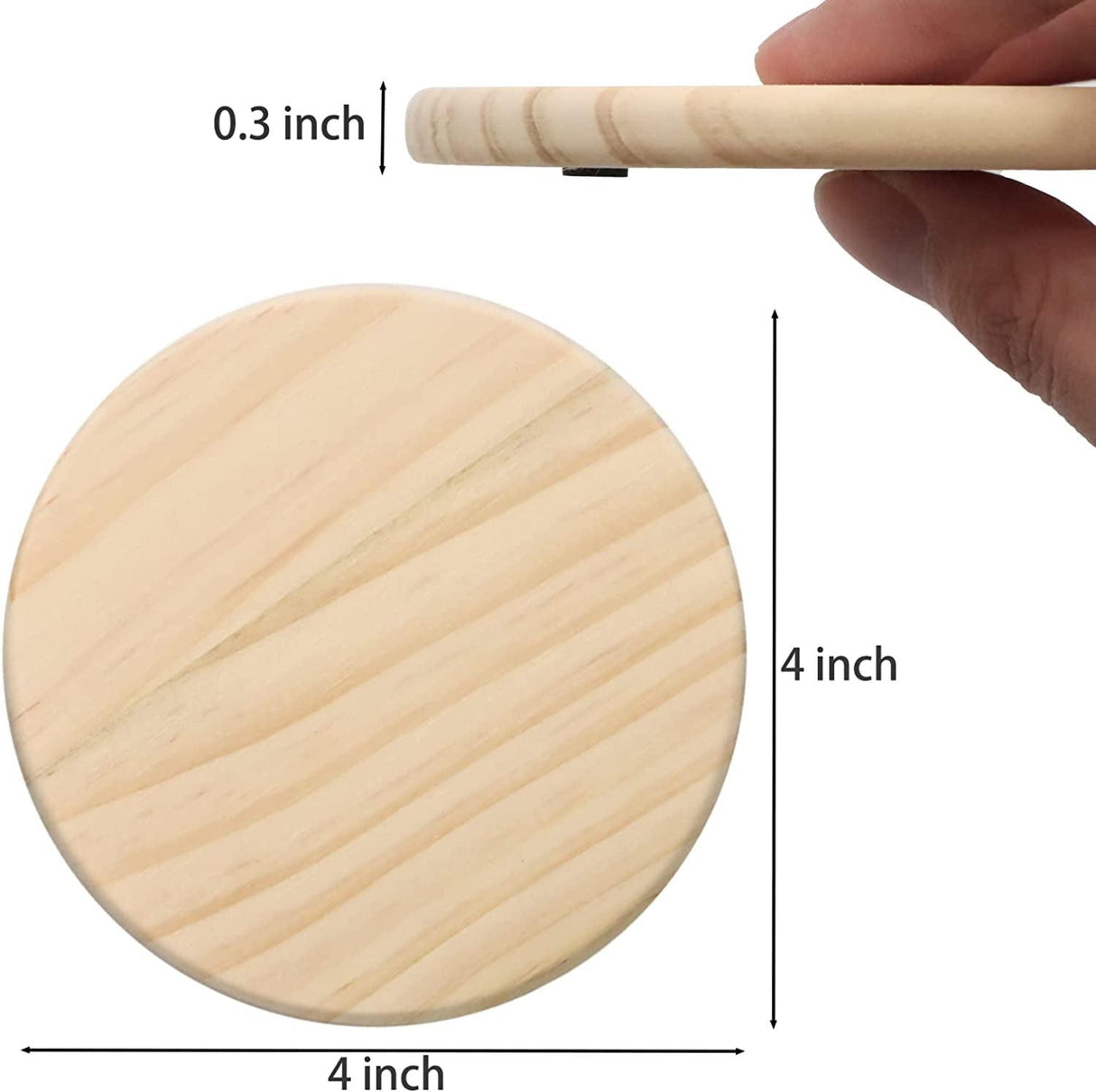 12 PCS Unfinished round Wood Coasters, 4 Inch Blank Wooden Coaster Crafts with Non-Slip Silicon Dots WoodArtSupply