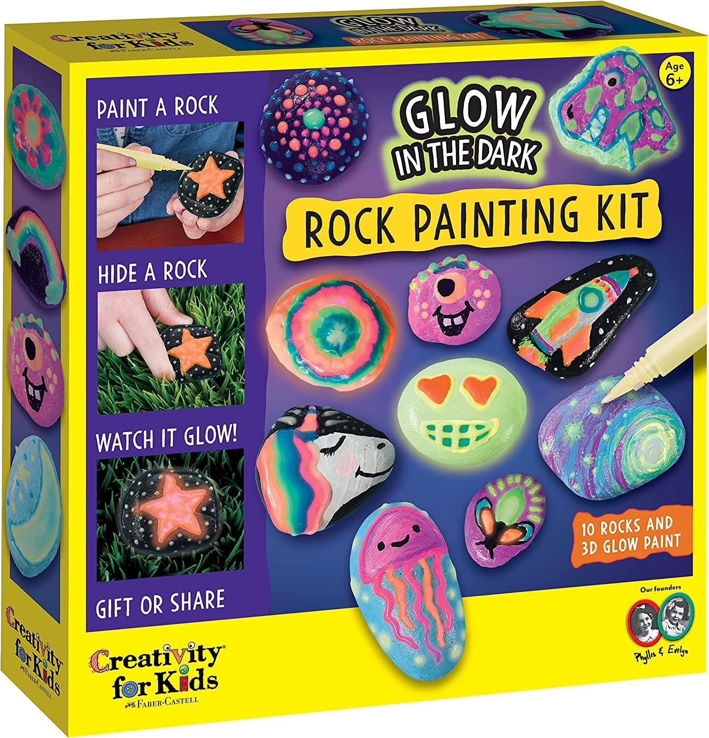 Creativity for Kids Glow in the Dark Rock Painting Kit - Painting Rocks Craft, Arts and Crafts - WoodArtSupply