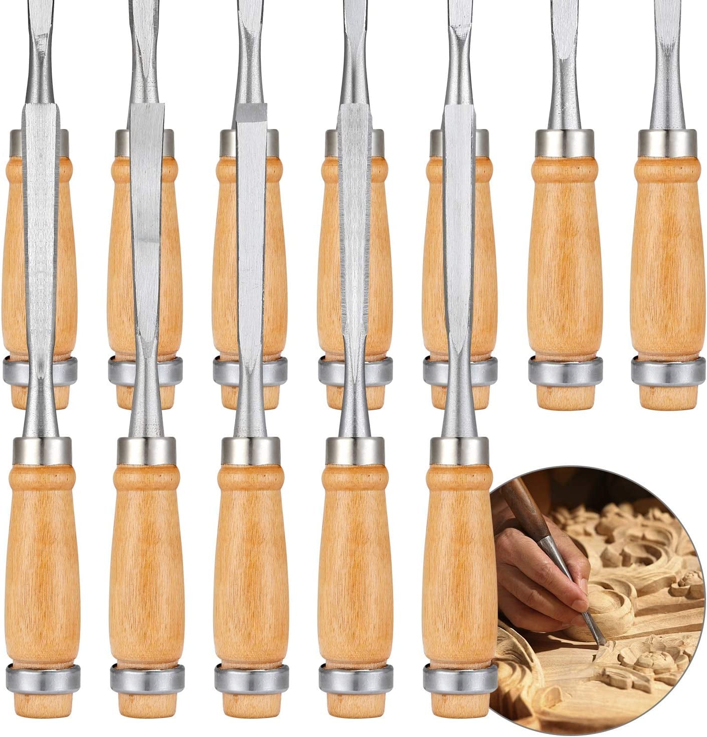 24Pcs Wood Carving Chisel Set Wood Carving Kit Including Small and Large Size Wood Carver Set