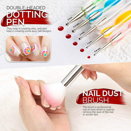 Beginners, Nail Art Supplies with Nail Art Brushes, Nail Dotting Tools, Nail Art Stickers - WoodArtSupply