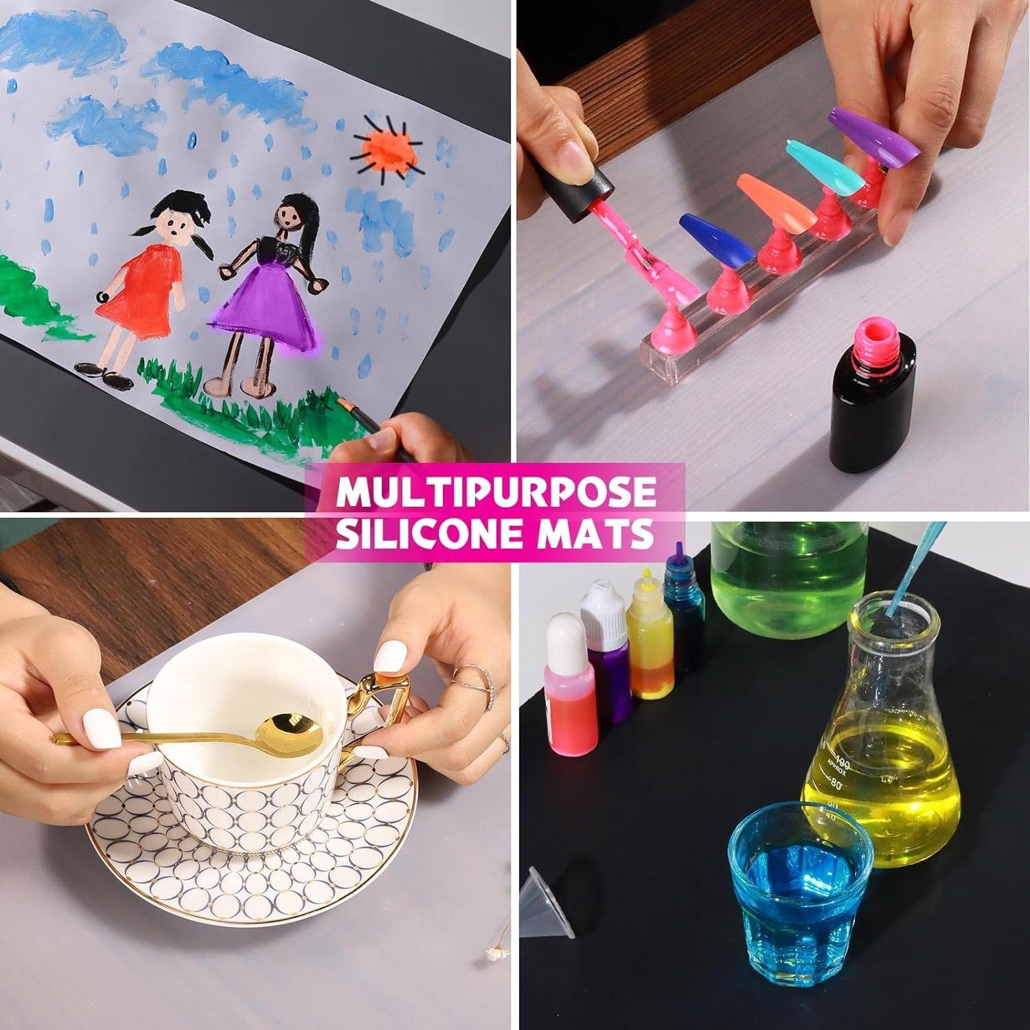 LET'S RESIN 3Pcs Silicone Mat for Crafts, 15.7 x 11.7 Nonstick & Nonslip  Silicone Crafts Mat, Multipurpose Heat-Resistant Table Protector Silicone