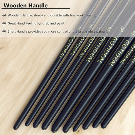 Paint Brush Set, 10 Pcs round Pointed Tip, Small Nylon Hair Brushes for Acrylic, Watercolor WoodArtSupply