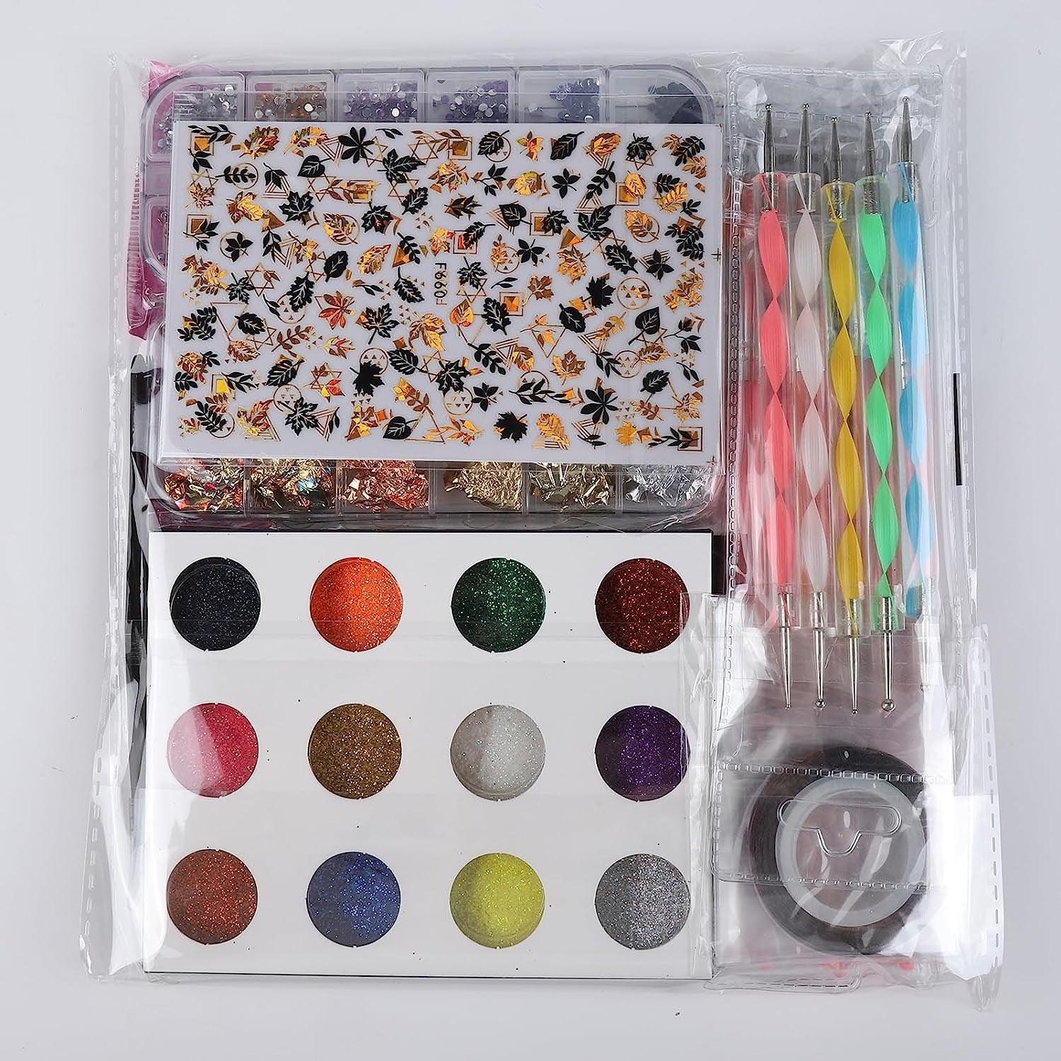 Glitter & Sticker, Nail Art Brushes for Beginners Nail Dotting Tool WoodArtSupply
