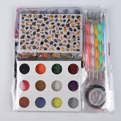 Glitter & Sticker, Nail Art Brushes for Beginners Nail Dotting Tool - WoodArtSupply