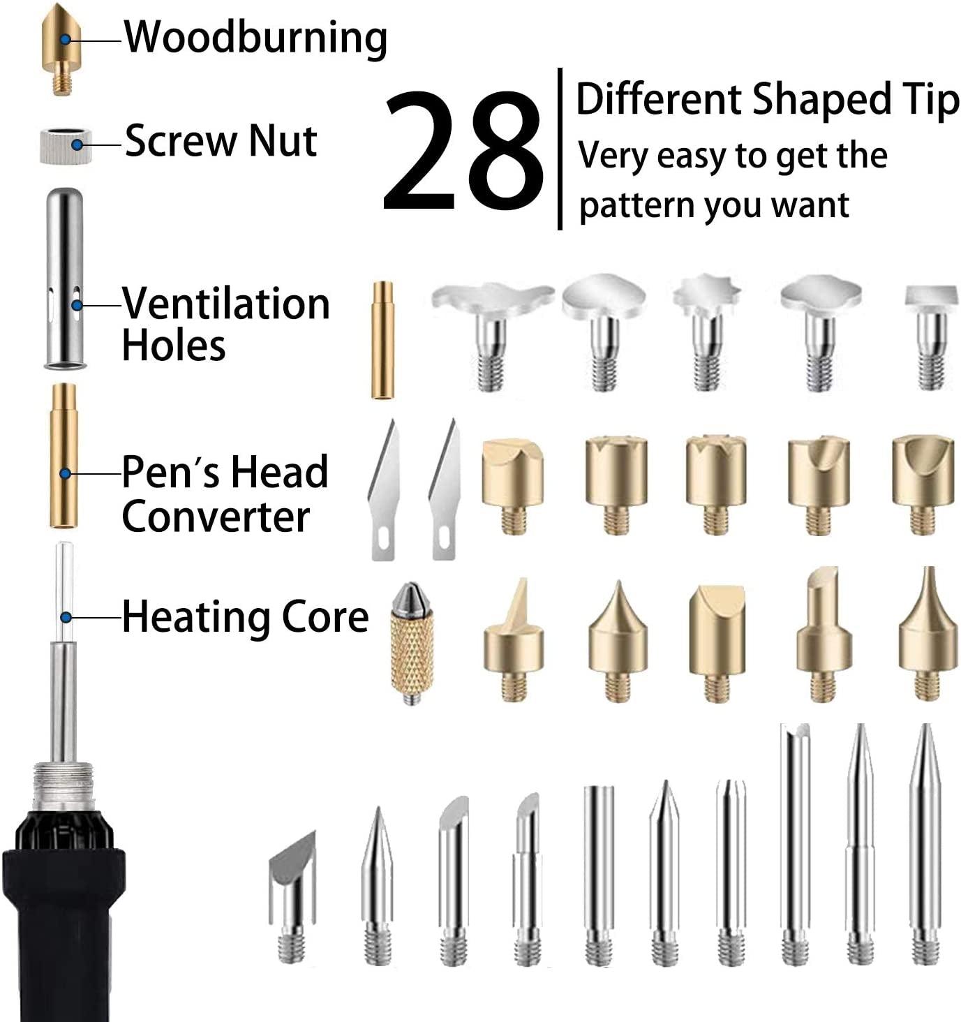 96Pcs Wood Burning Kit, Professional Wood Burner Pen Tool, Creative Tool Set Adjustable WoodArtSupply