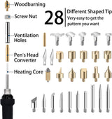 96Pcs Wood Burning Kit, Professional Wood Burner Pen Tool, Creative Tool Set Adjustable WoodArtSupply