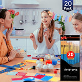 Paint Brushes Set, 20 Pcs Paint Brushes for Acrylic Painting, Oil Watercolor Acrylic Paint Brush WoodArtSupply