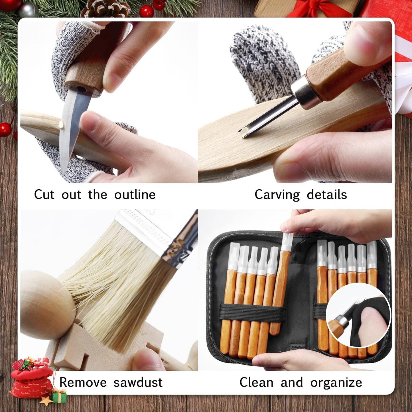 Wood Carving Tools Kit for Beginners 23Pcs Hand Carving Knife Set Craft Engraving Supplies - WoodArtSupply