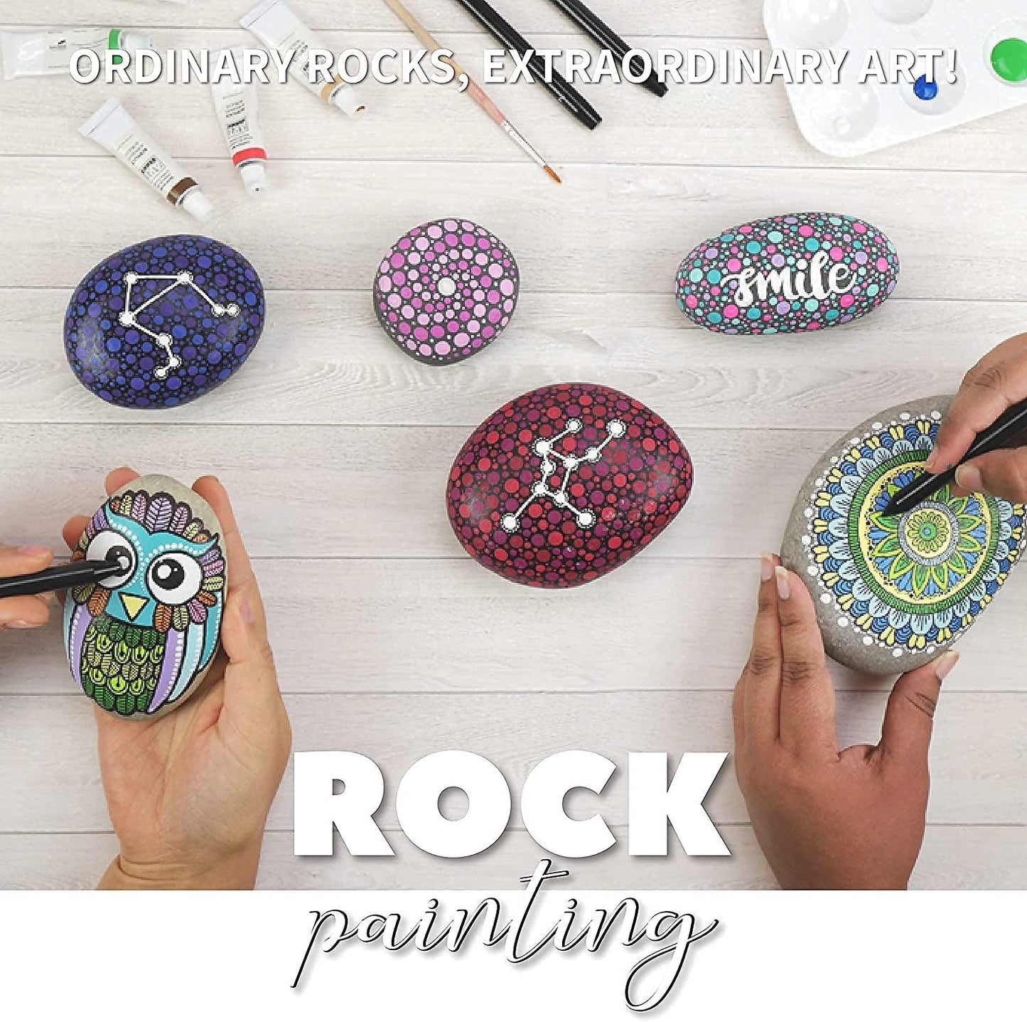 Adult Art Craft & Hobby Kits Sketch plus Rock Painting, Multi Colors, (13459) - WoodArtSupply