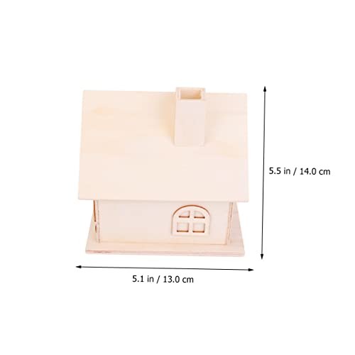 VILLCASE Box House Shaped Money Bank Wood House Organizer Unfinished Piggy Bank Cash Coin Can Kid Coin Bank DIY Wood Coin Bank Desktop Wood Holder VILLCASE