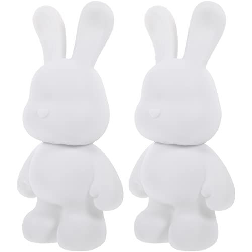 Zerodeko Piggy Banks Ceramic Piggy Bank 2pcs White Blank Piggy Bank Bunny Rabbit Coin Bank Unfinished Money Bank Unbreakable Money Saving Jar Pot for - WoodArtSupply