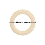 30PCS Natural Wooden Rings for Macrame, Unfinished Wood Rings for Jewelry Making, Circle Pendant Connectors 55mm/2.2inch HANWER