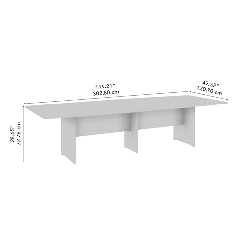 Bush Business Furniture Conference Table for 8-10 People | Boat Shaped 10 FT Engineered Wood Meeting Desk with Wooden Base for Office Boardrooms, - WoodArtSupply