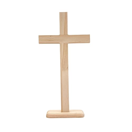 16 Inch 4 Pack Hanging Wood Cross Unfinished Wooden Crosses Tabletop Cross for DIY Crafts - WoodArtSupply