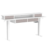 FEZIBO Sturdy Height Adjustable Electric Standing Desk with Drawers, 55 x 24 Inch Stand Up Table with Large Storage Shelf, Sit Stand Desk, White Top FEZIBO
