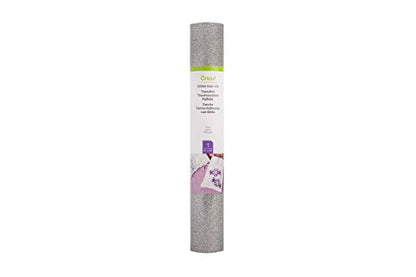 Cricut Glitter Iron On Vinyl Sheets, 12" x 19", DIY Supplies, HTV Rolls - Silver - WoodArtSupply