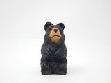 Selsela Black Bear Keychain Ring Clip Charm Miniature Wood Mini Figurine Small Animal Selsela