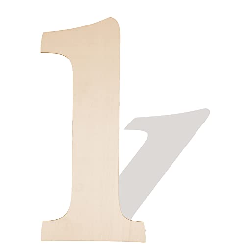 Wooden Numbers 12 Inch, Large Wooden Number 1 Shape Cutouts Big Blank Unfinished Wood Numbers Signs for Craft Wall Decor Painting Birthday Wedding Hongma