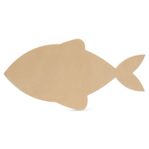 Unfinished Wooden Fish Cutout, 12", Pack of 1 Wooden Shapes for Crafts, Use for Summer, Beach & Nautical Decor and Crafting, by Woodpeckers - WoodArtSupply