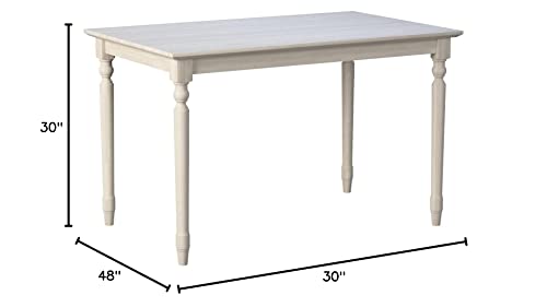 International Concepts Table Top Solid with Wood Standard Height Turned Legs, 30 by 48-Inch, Unfinished IC International Concepts