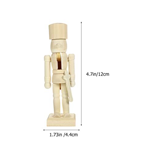 PRETYZOOM Home Decor 12Pcs Christmas Wooden Unfinished Nutcracker Figurines DIY Unpainted Blank Nutcracker Soldier Figures Nutcracker Ornaments