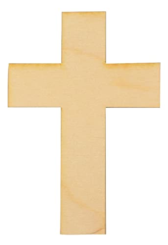 Unfinished Rectangular Cross Wood Cutout (1/8" Thickness, Small 4.25" x 6.25" (Package of 10)) LKN ART
