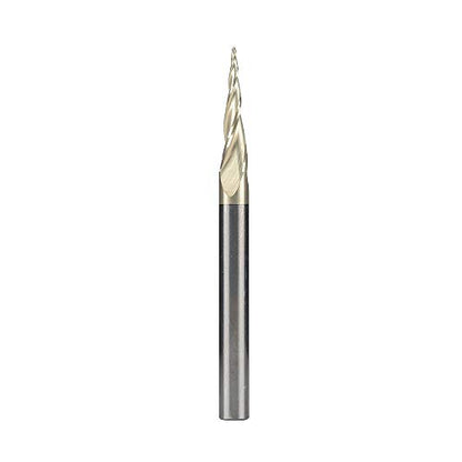 Jiiolioa ZQ31B3 Spiral CNC Router Bits 2D&3D Carving 6.2 Deg Tapered Angle 3 Flute Ball Nose1/4" Shank 1/32"X1"X1/4"X3"